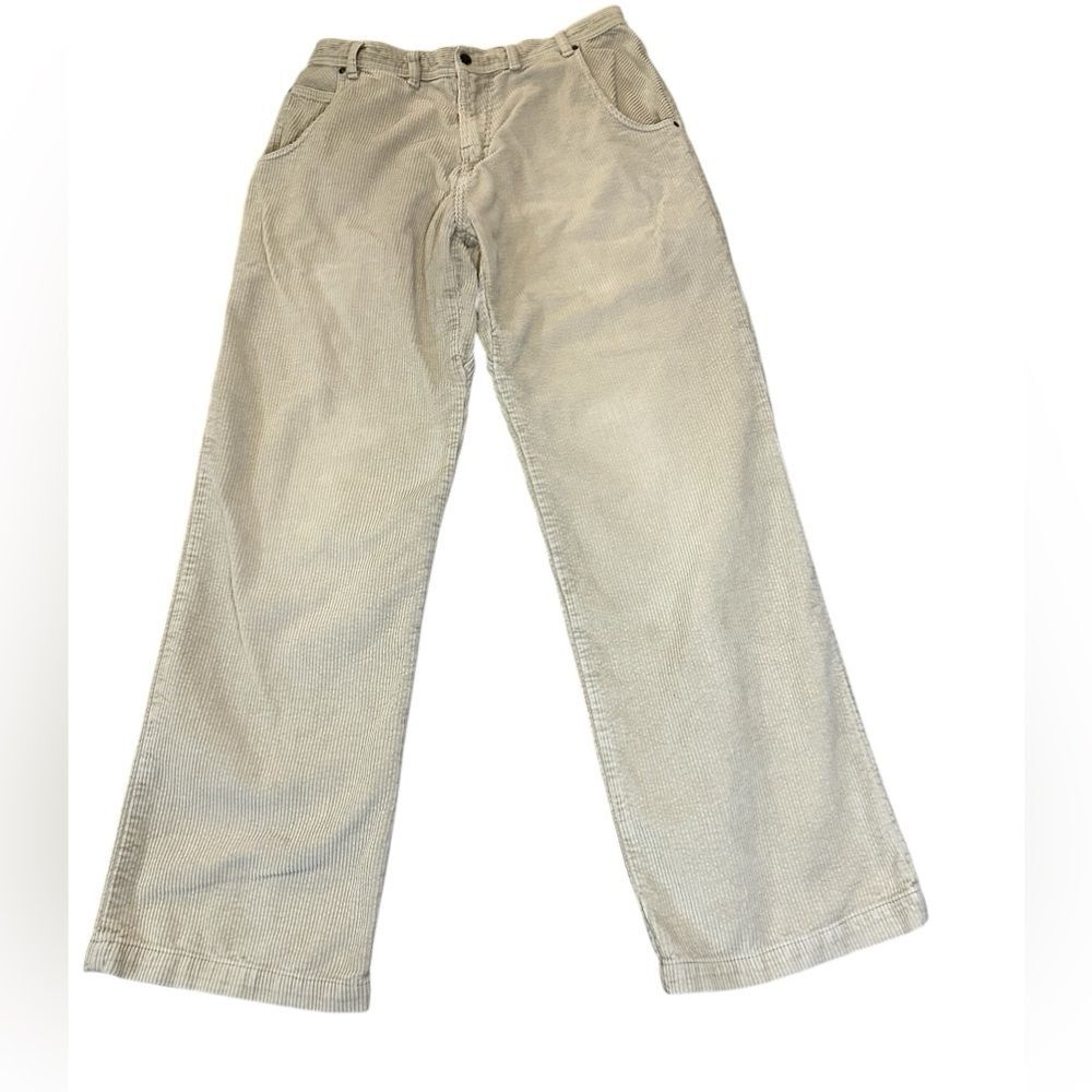 Womens Prana Wide Leg Cargo Corduroy Breathe Pants Size XL Color Cream